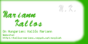 mariann kallos business card
